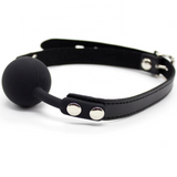 Secretplay black silicone ball gag synthetic leather and steel strap sex toys adult