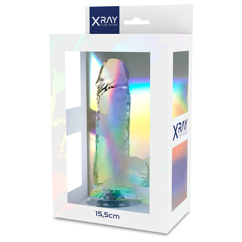 Xray harness + realistic dildo transparent with balls 15.5cm x 3.5cm