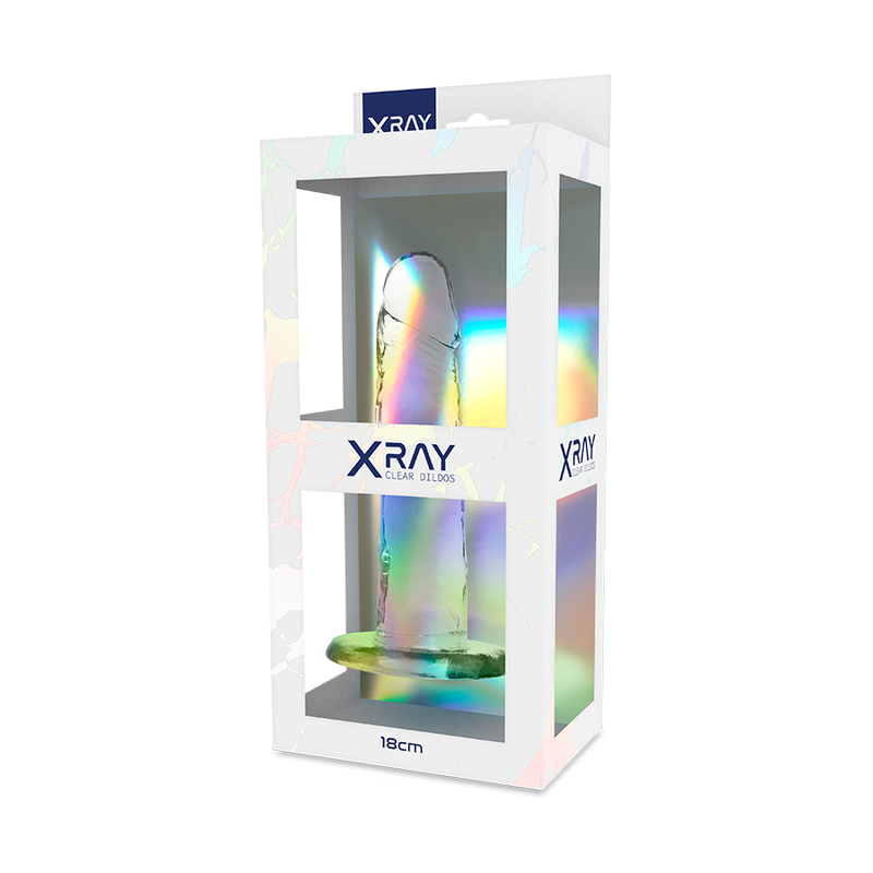 Röntgengeschirr + realistischer Dildo, transparent, 18 cm x 4 cm, Sexspielzeug mit Saugnapf