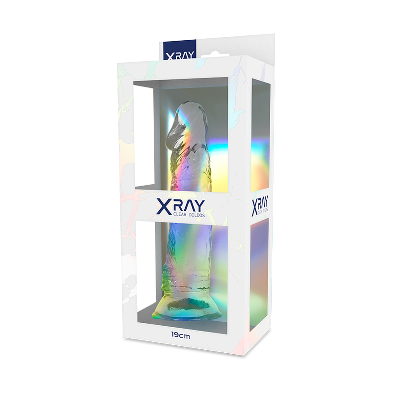 Röntgengeschirr + realistischer, transparenter Dildo, 19 cm x 4 cm, flexibles Sexspielzeug