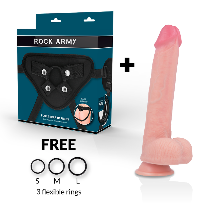 Rockarmy-Geschirr + Flüssigsilikon-Dildo Premium Kingcobra 24 cm