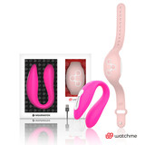 Anal clit dual vibrator g-spot dildo wearwatch technology watchme fuchsia/pink