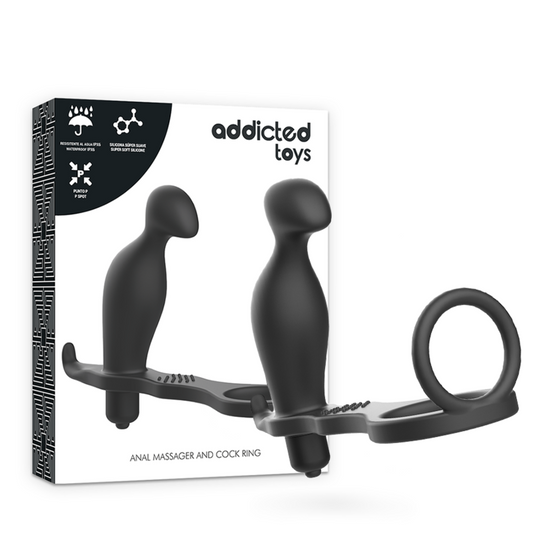 Addicted toys prostate massager vibrator with cockring anal plug sex toys for men