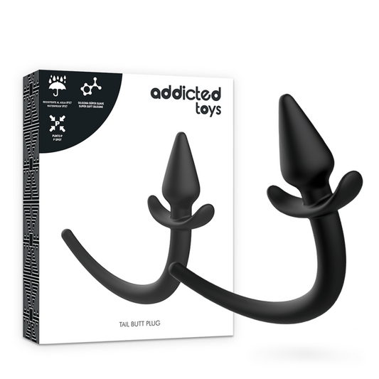 Addicted toys puppy tail butt plug silicone sex toy black anal stimulation couple