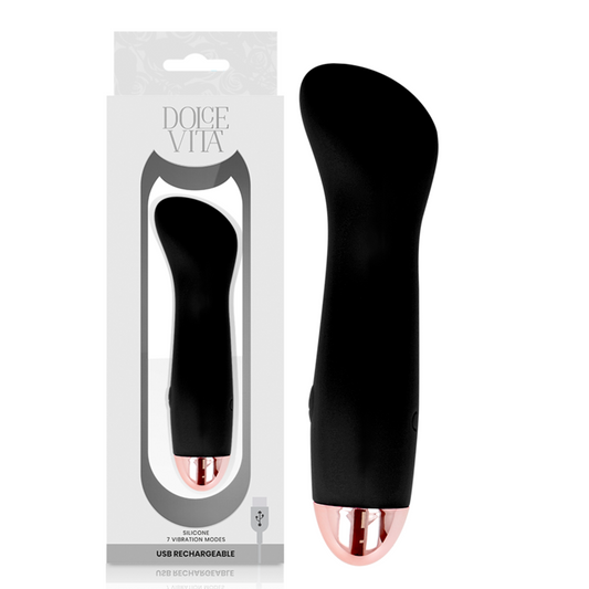 One black 7 speeds sex toy dolce vita rechargeable vibrator