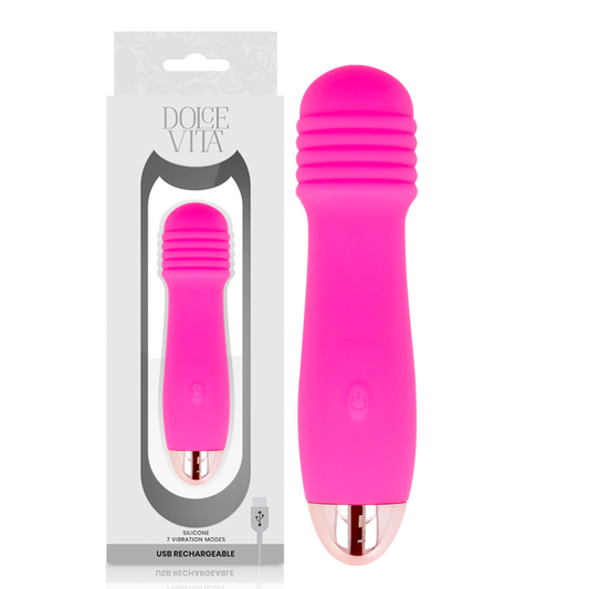 Dolce vita vibratore ricaricabile tre sex toy in silicone rosa a 7 velocità