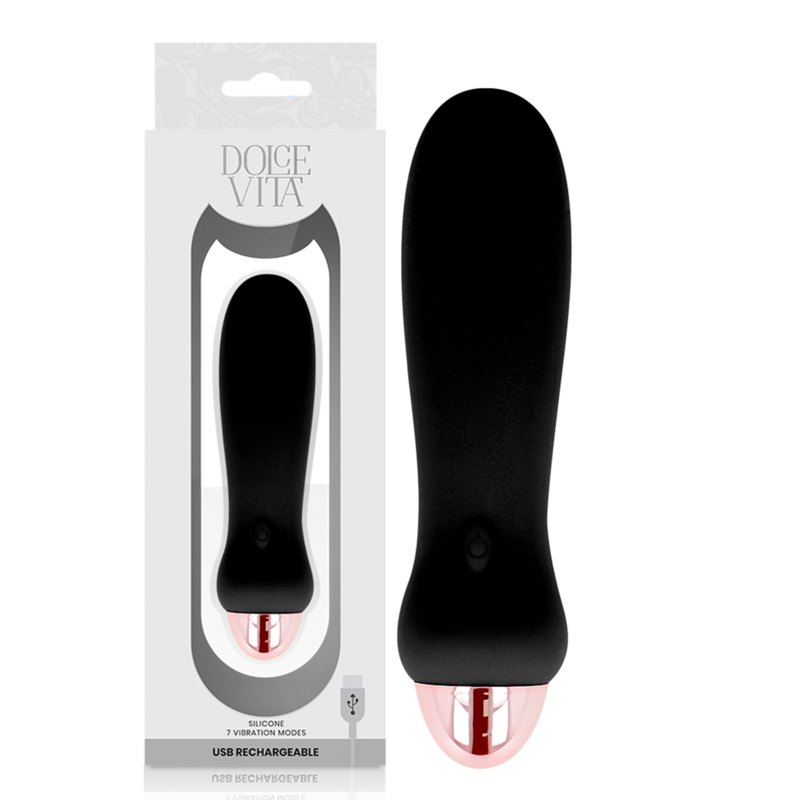 Dolce Vita wiederaufladbarer Vibrator, fünf schwarze Sexspielzeuge mit 7 Geschwindigkeiten