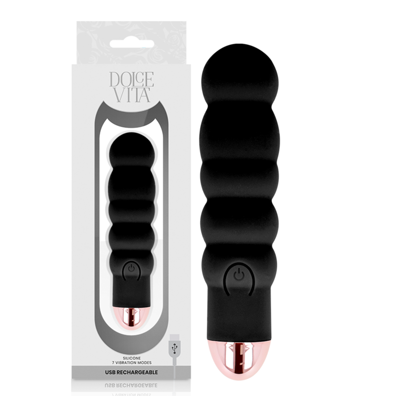 Dolce vita sex toy rechargeable vibrator six black 7 speeds