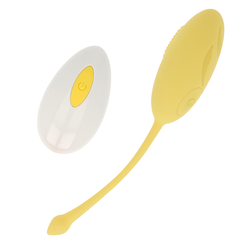 Ohmama textured stimulating vibrating egg 10 modes yellow sex toy soft silicone