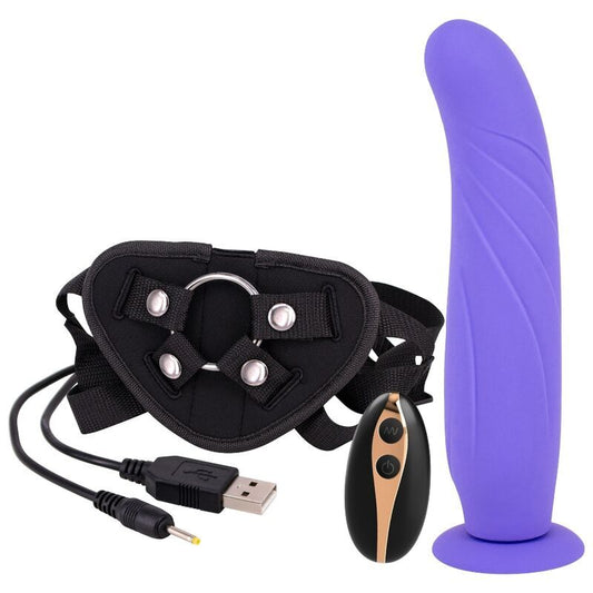 Sex-Harness zum Pegging von Sevencreations, Strap-on-Vibrator-Dildo, 24 cm