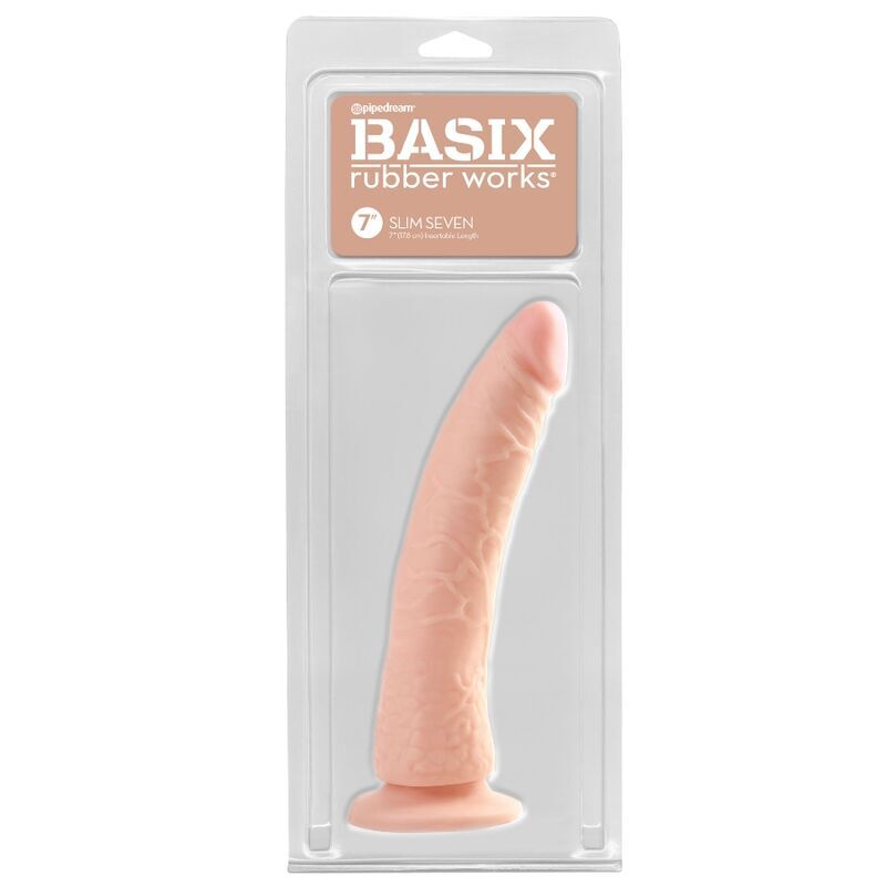 Basix rubber works slim jelly penis 19cm natural suction cup