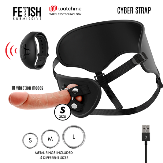 Cyber strap harness with dildo remote control watchme technology S
