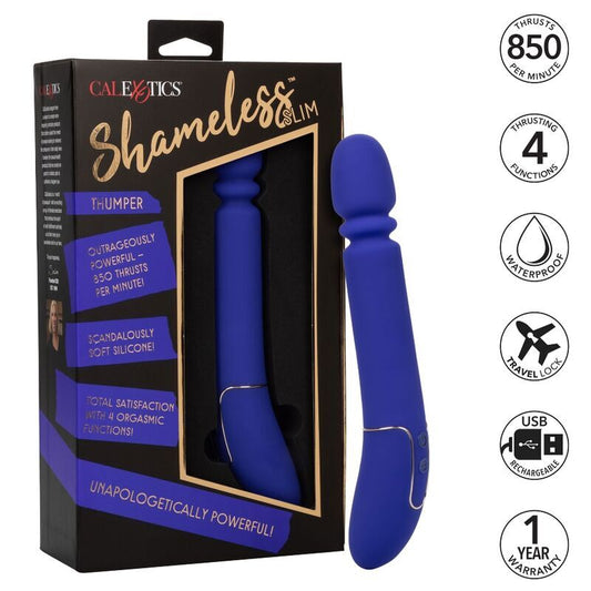 Calex shameless slim thumper massager blue sex toy vibrating