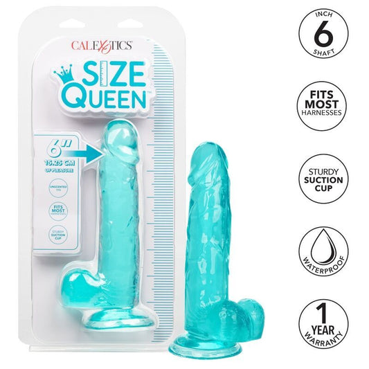 Calex size queen dildo realistic- blue 15.3cm suction cup