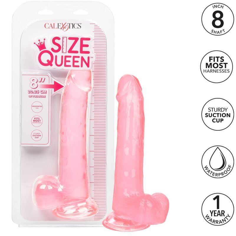 Calex size queen realistic dildo - pink 20.3cm flexible