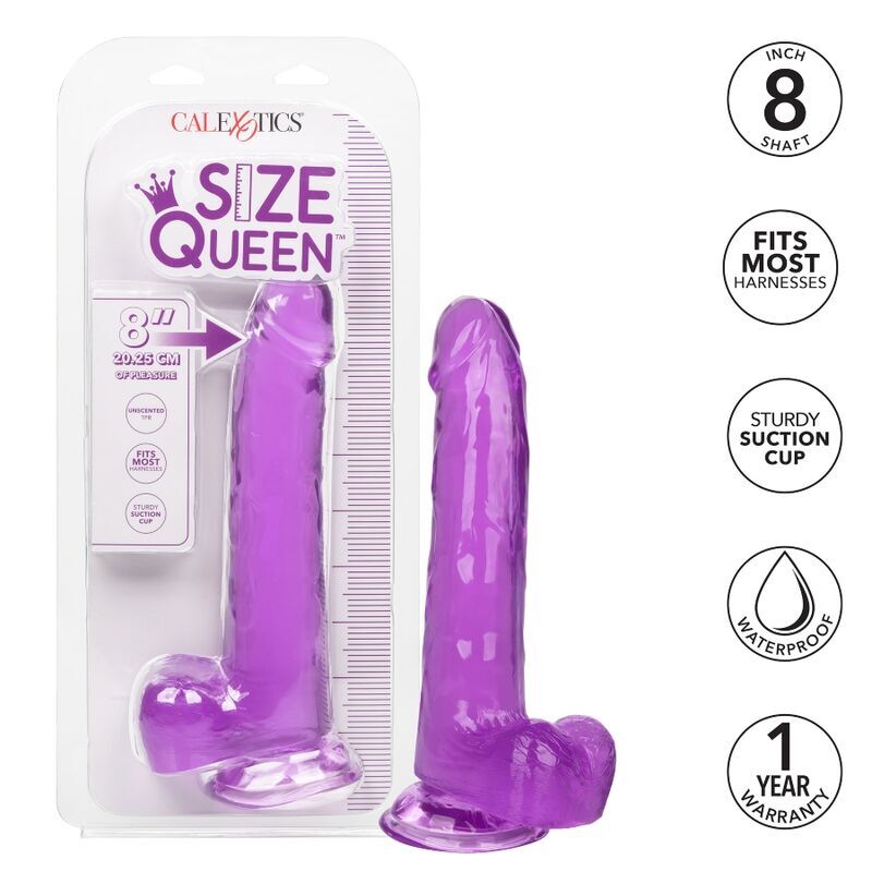 Calex size queen realistic dildo - purple 20.3cm flexible
