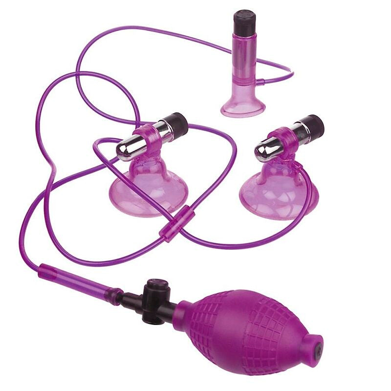 Set nipple&vagina sucker fetish fantasy triple sucker vibrator clitoris vibrate