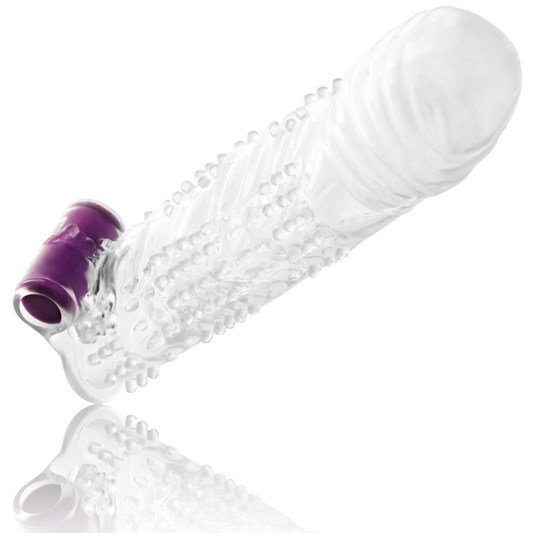 Ohmama textured penis sheath with vibrating bullet