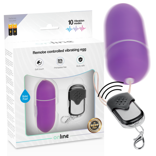 Sex toy remote control 10 modes online vibrating egg L waterproof stimulation purple