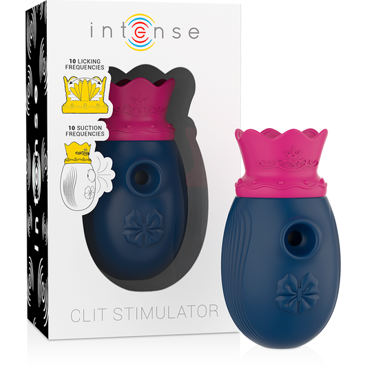 Intense clit stimulator 10 licking and suction frequencies blue sex toy