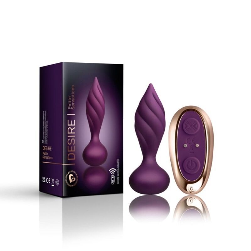 Rocks-off desire anal stimulator vibrator purple small remote control sex toy