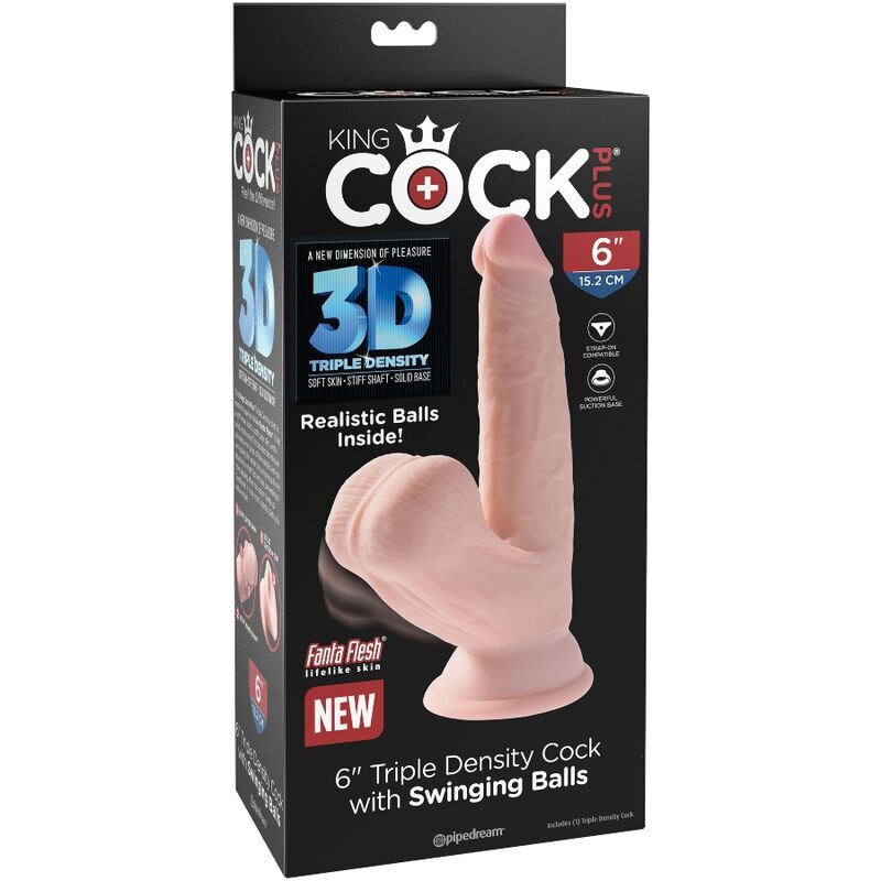 King cock plus 3D ultra realistic penis dildo 12.7cm swinging balls masturbation