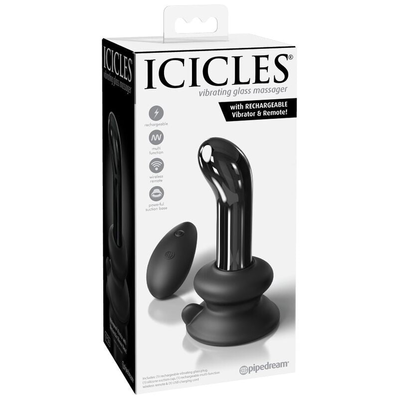 Icicles no.84 remote control hand blown glass plug anal sex toy women vibration