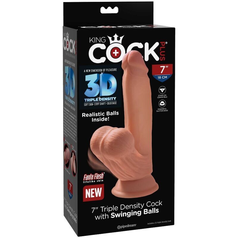 Ultra realistic king cock plus 3D cock swinging balls 15.2cm vaginal anal sex toy