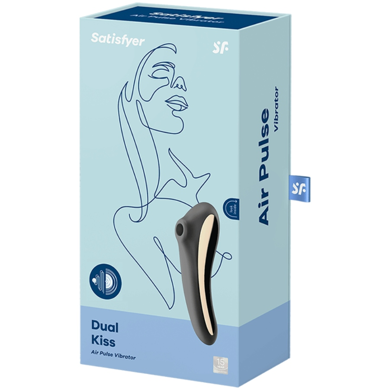 Dual kiss air pulse vibrator satisfyer sex toy black stimulation clitoris g-spot