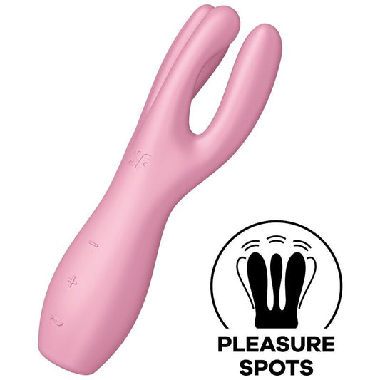 Threesome 3 vibrator satisfyer sex toys for anal and vaginal double penetration pink