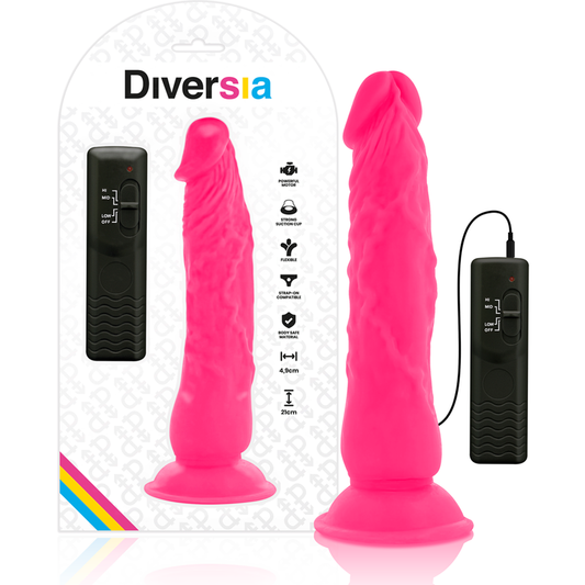 Diversia-Dildo flexibel 21 cm rosa mit Vibrationssaugnapf