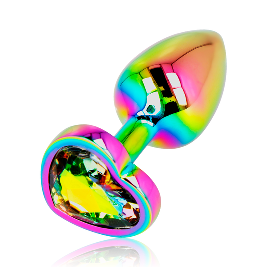 Metal anal plug iridescent heart small size S sex toy ohmama for women men