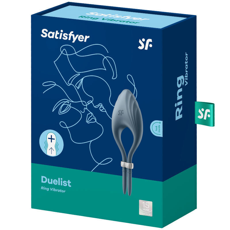 Satisfyer duelist ring vibrator grey sex toy for couples stimulation penis