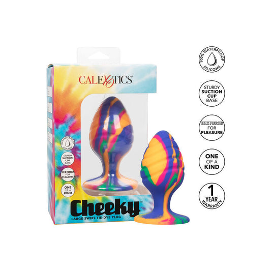 Calex cheeky large swirl tie-dye plug sex toy pleasure anal suction cup silicone