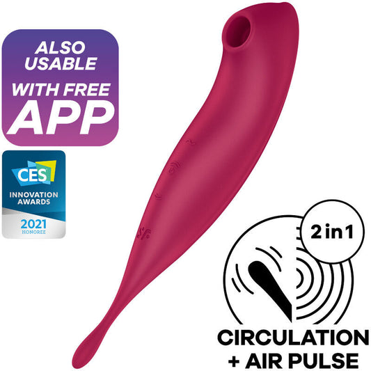 Satisfyer twirling pro+ hybrid air pulse stimulator vibrator app red sex toy woman