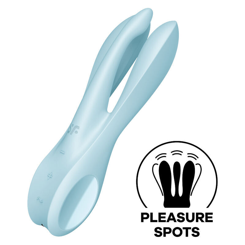Satisfyer threesome 1 vibrator stimulation clitoris labia sex toy silky touch blue