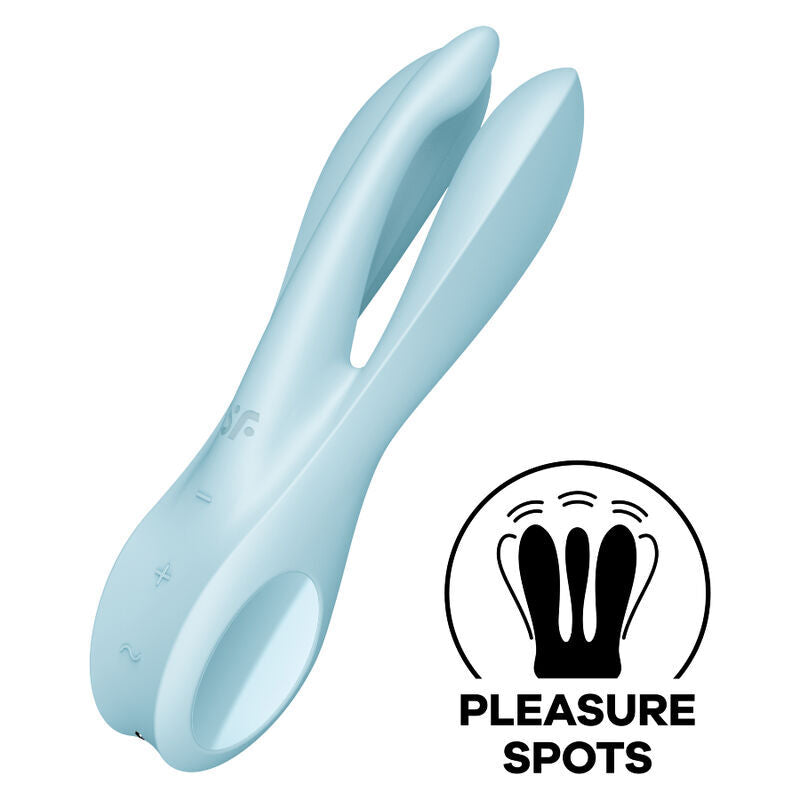 Satisfyer Dreier 1 Vibrator Stimulation Klitoris Schamlippen Sexspielzeug Silky Touch Blau