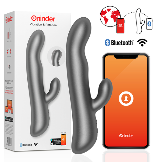 Oninder oslo coniglio vibrazione rotazione nero app gratuita giocattolo del sesso punto g per donne