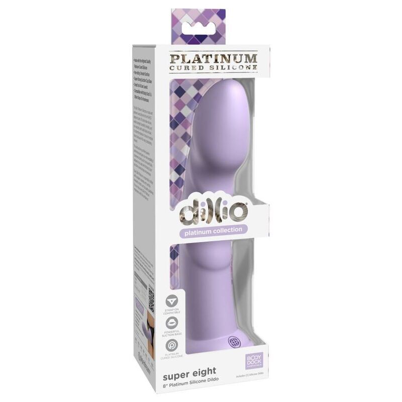 Pipedreams super eight dildo 20.32cm violet suction cup sex toys