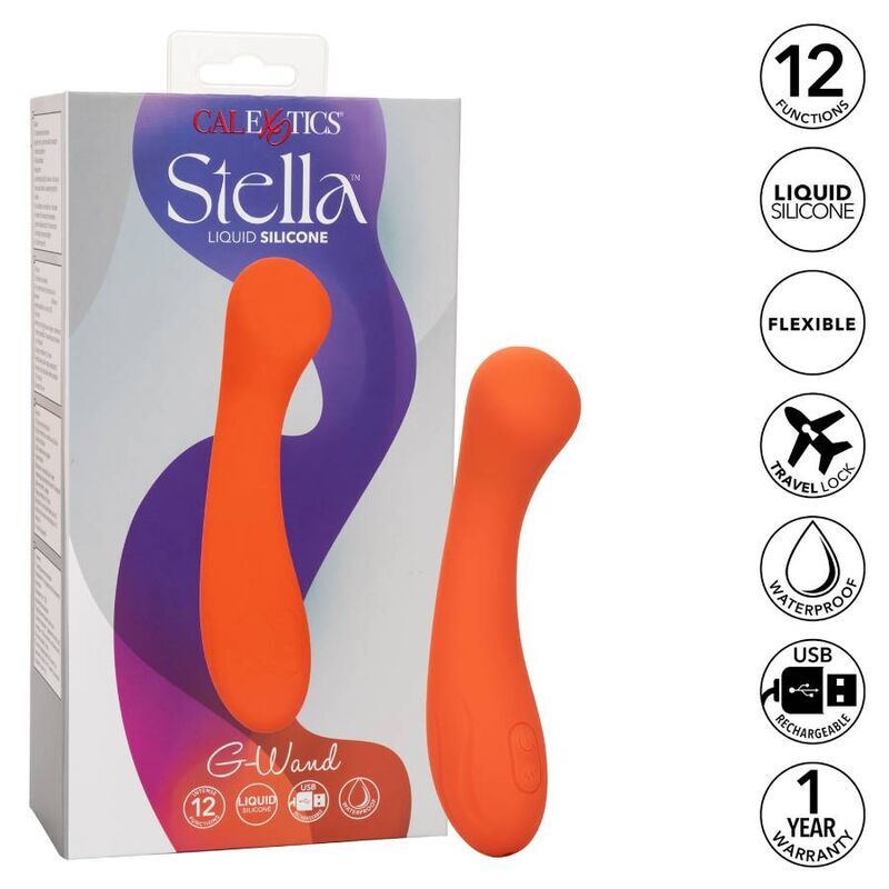 California exotics stella g-wand orange liquid silicone sex toy women vibrator curve