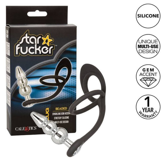 Calexotics star fucker beades plug sex toy anal aluminum flexible silicone double enhancer