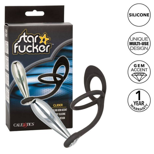 Calexotics star fucker glider plug dual silicone enhancer sex toy metal plug anal