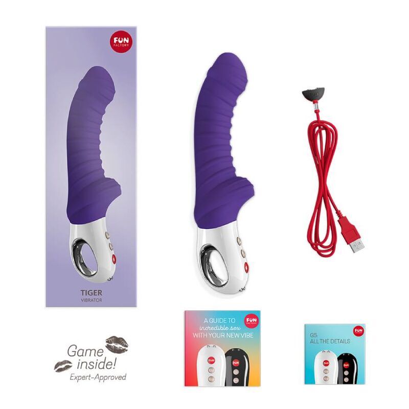 Il vibratore viola Fun Factory Tiger G5 stimola il giocattolo sessuale della curva del punto G