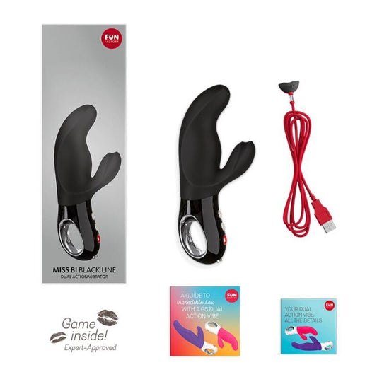 Fun factory miss bi rabbit vibrator black line sex toy