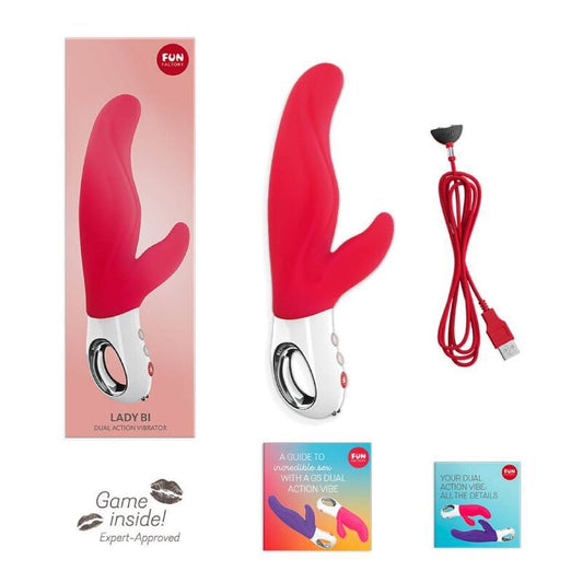 Giocattolo del sesso rosso indiano del vibratore bi doppio coniglio Fun Factory Lady