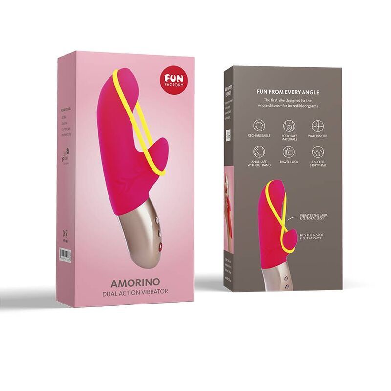 Fun Factory Amorino mini vibratore curva giocattolo sessuale stimolante rosa e giallo neon