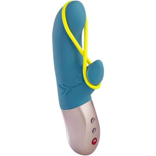 Fun factory: mini vibratore a doppia azione amorino, sex toy color petrolio e giallo neon