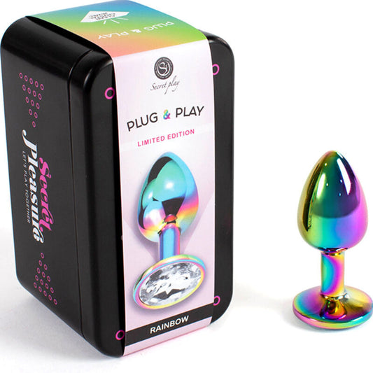 Secret play butt plug small size 7cm rainbow sex toy smooth metal stimulator