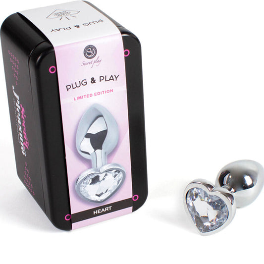 Secret play metal butt plug clear crystal heart small size 7cm sex toy smooth
