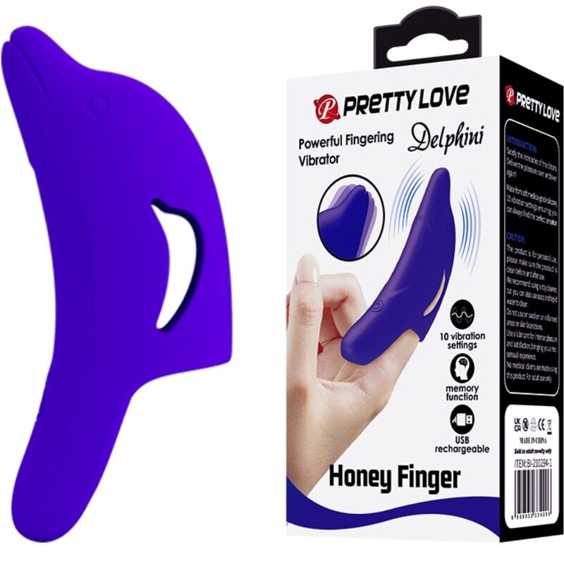 Pretty Love Delphini leistungsstarker Fingerstimulator dunkelblaues Sexspielzeug aus Silikon